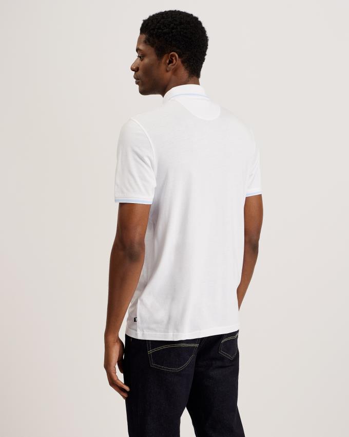 Polo Ted Baker Polo With Striped Details Blanche Homme | YVA-55307979